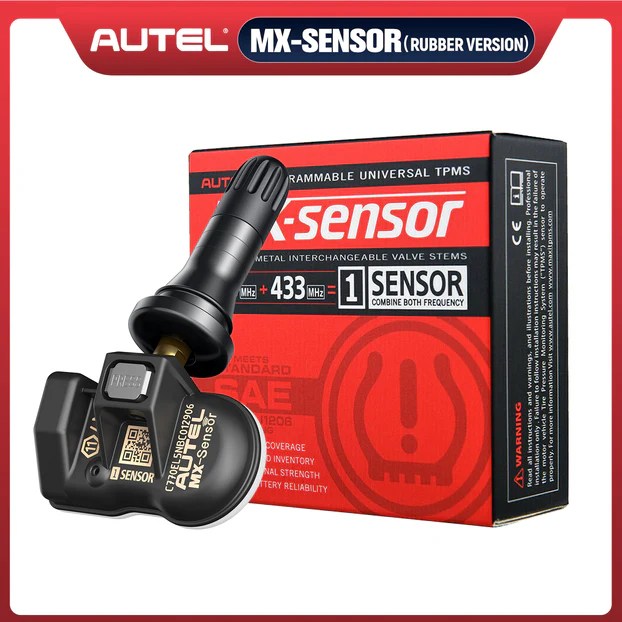 Autel MX TPMS Sensor | 433MHz & 315MHz 2-in-1 Sensor | Universal Programmable TPMS Sensor Rubber Valve Clamp In(Ruber Version)