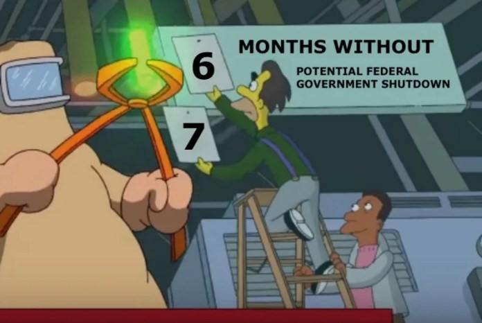 Lenny updates the "days without accident" sign as Homer is about to cause an accident