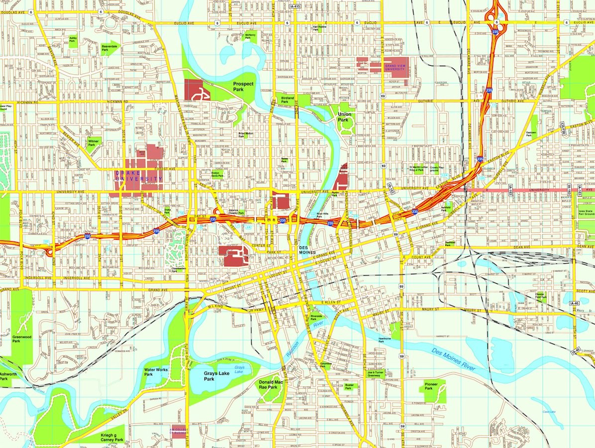 Des Moines Map Des Moines Map 