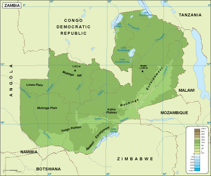 Zambia Maps Zambia Physical Map 