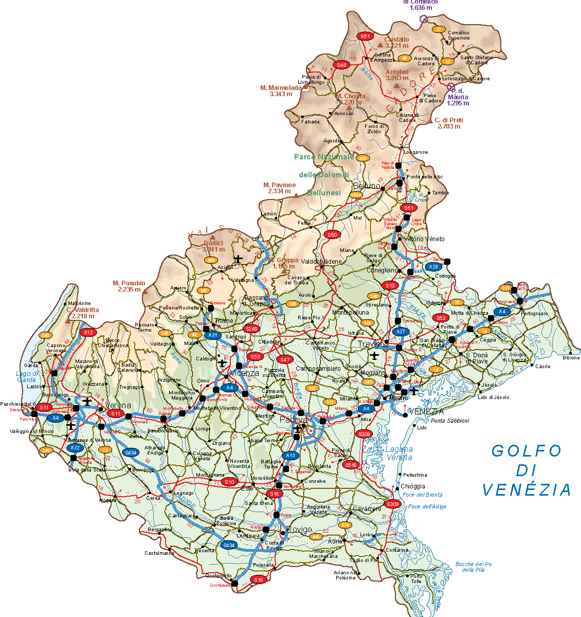 Map Of Veneto Veneto Vector Map 1130x1200 