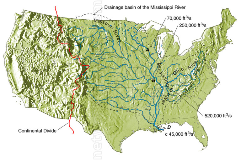 Mississippi River Drainage Basin Map Network Graphics Inc Drainage Map M 768x512 