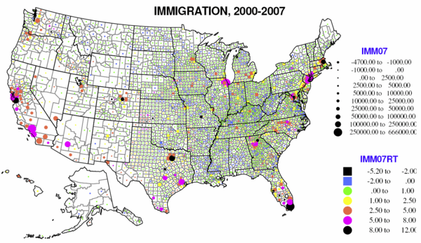 United States Immigration Map 2000 2007 Com 07 