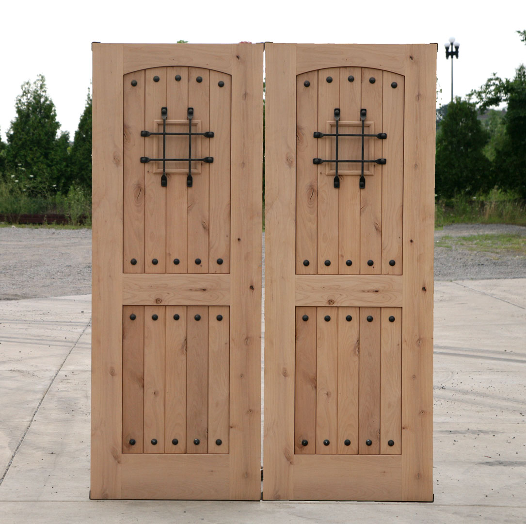 Rustic Double Doors Closeout Sale Exterior Alder Wood Door