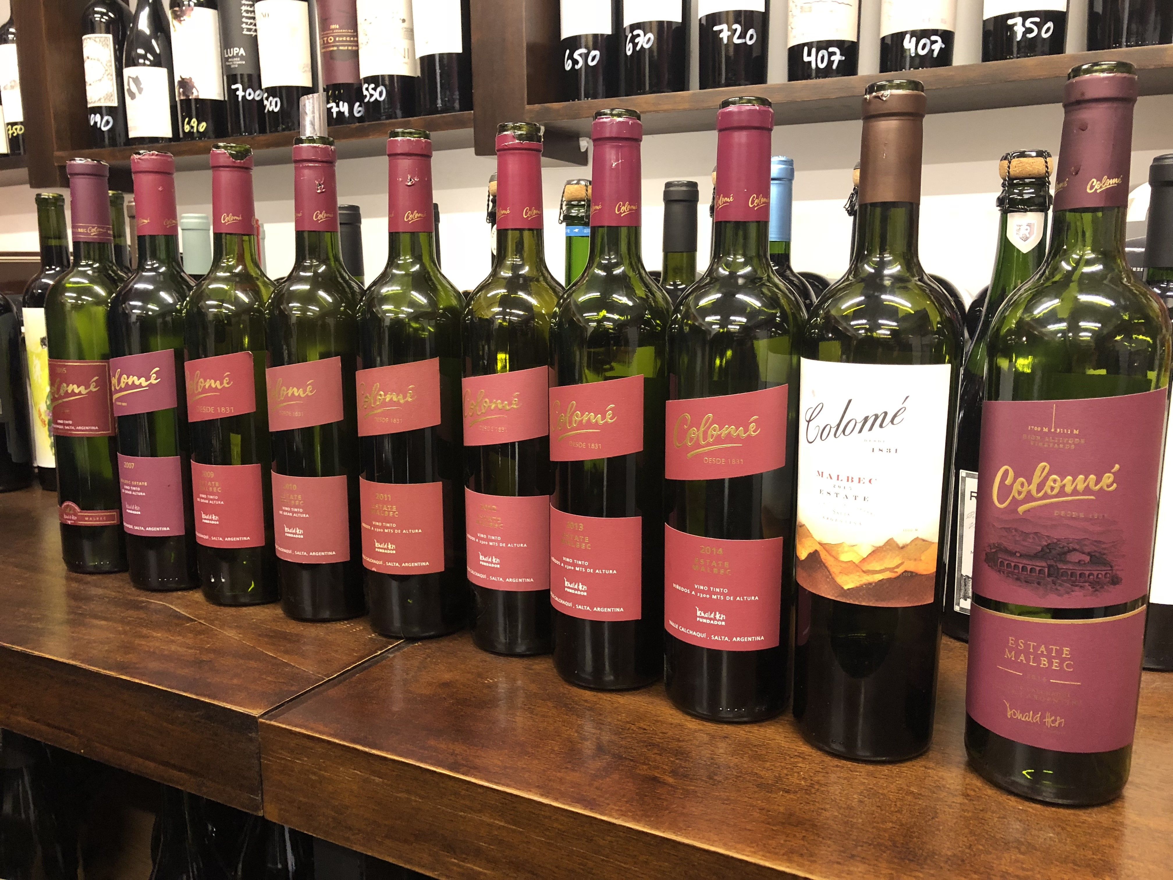 Recuerdo de la vertical de Colomé Estate Malbec