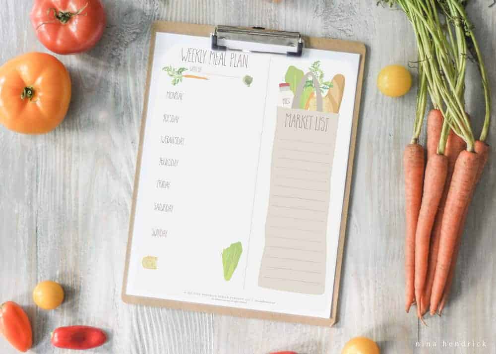 free printable weekly menu and shopping list