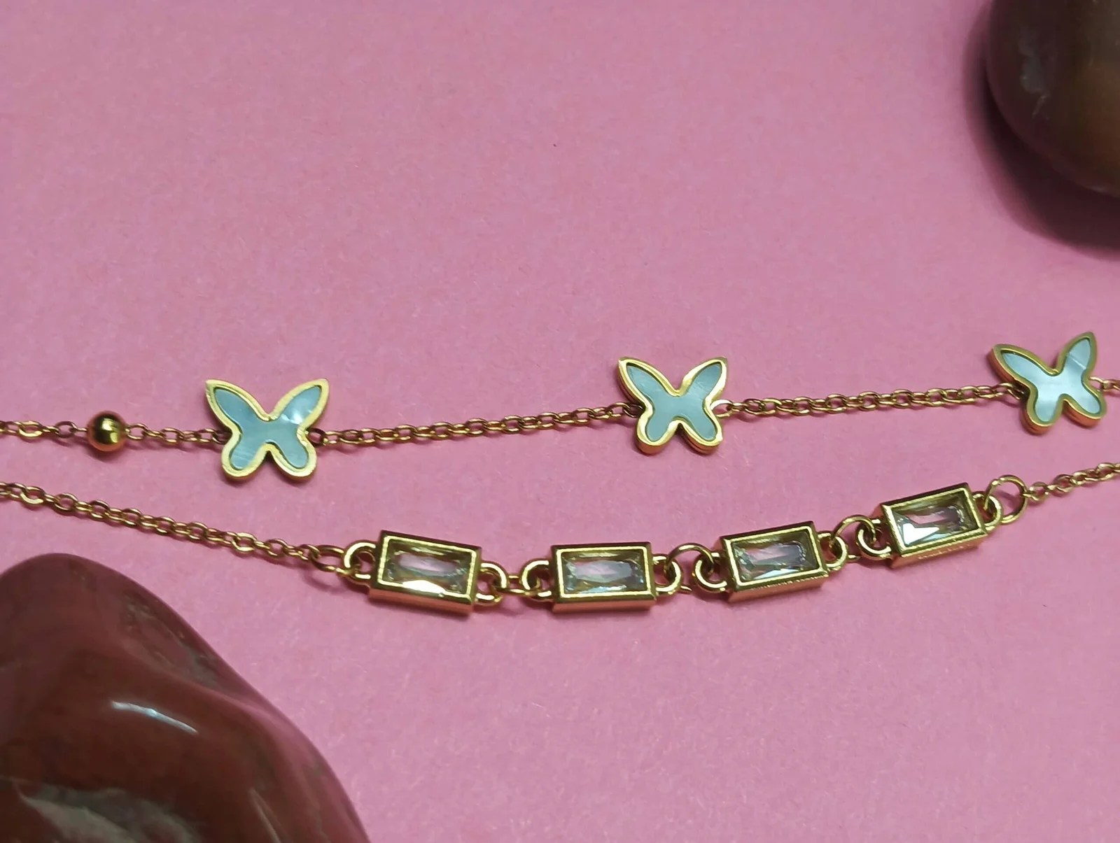 Layered Butterfly Charm Bracelet