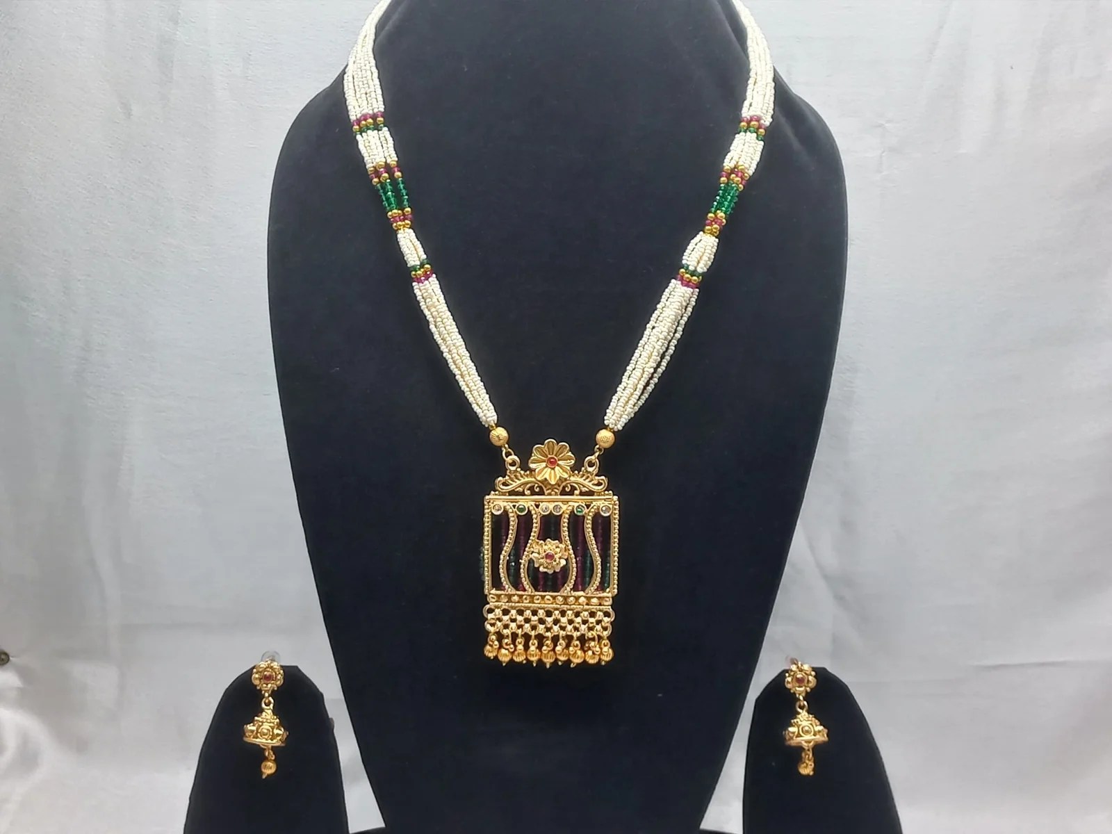 Traditional Multi-Layered Pearl Mala Pendant