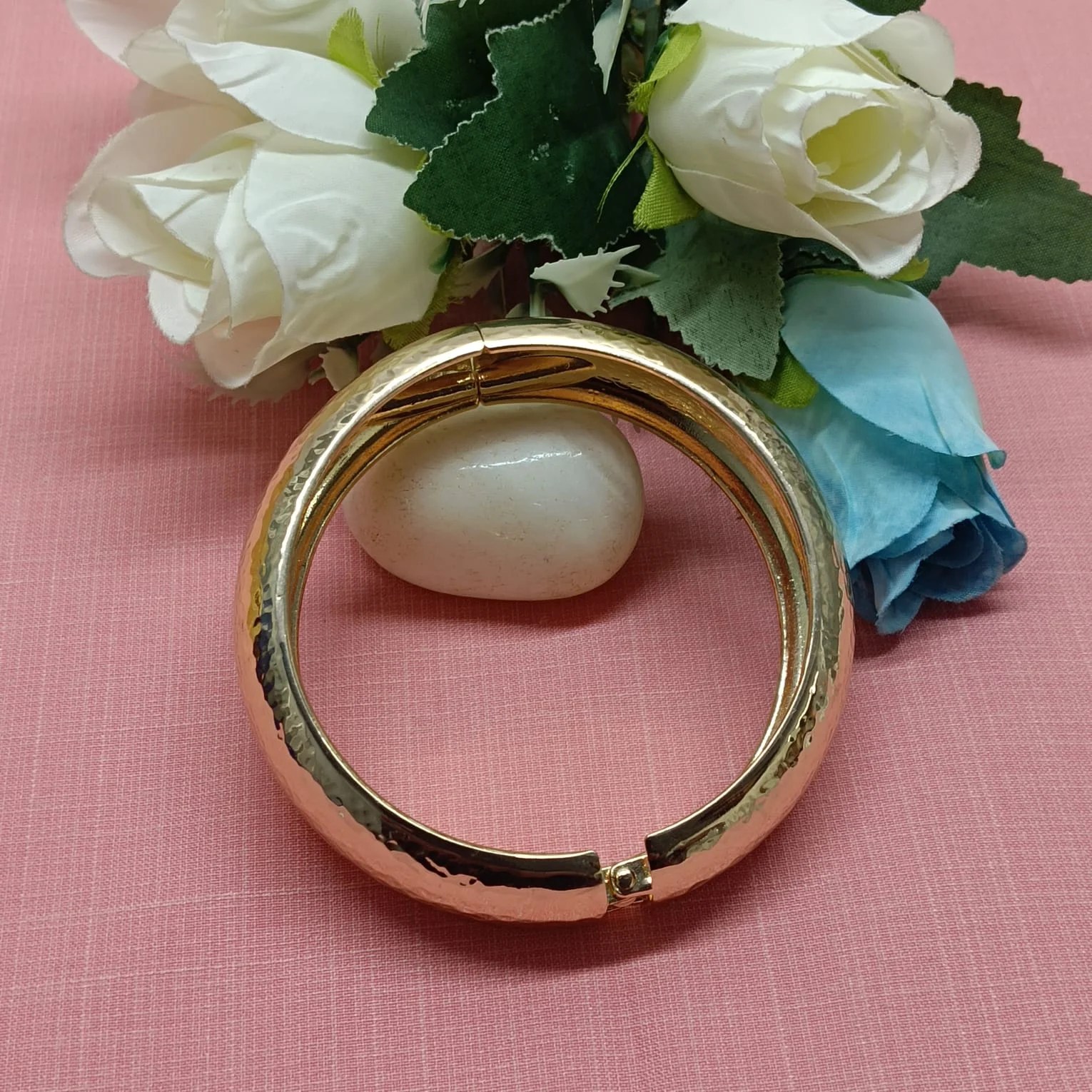 Hammered Gold-Tone Wide Cuff Bracelet
