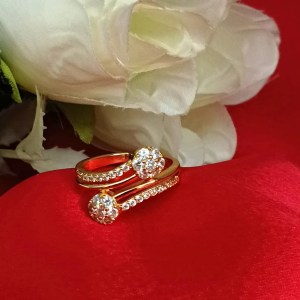 Adjustable Gold-Tone Dual-Band Ring for Women