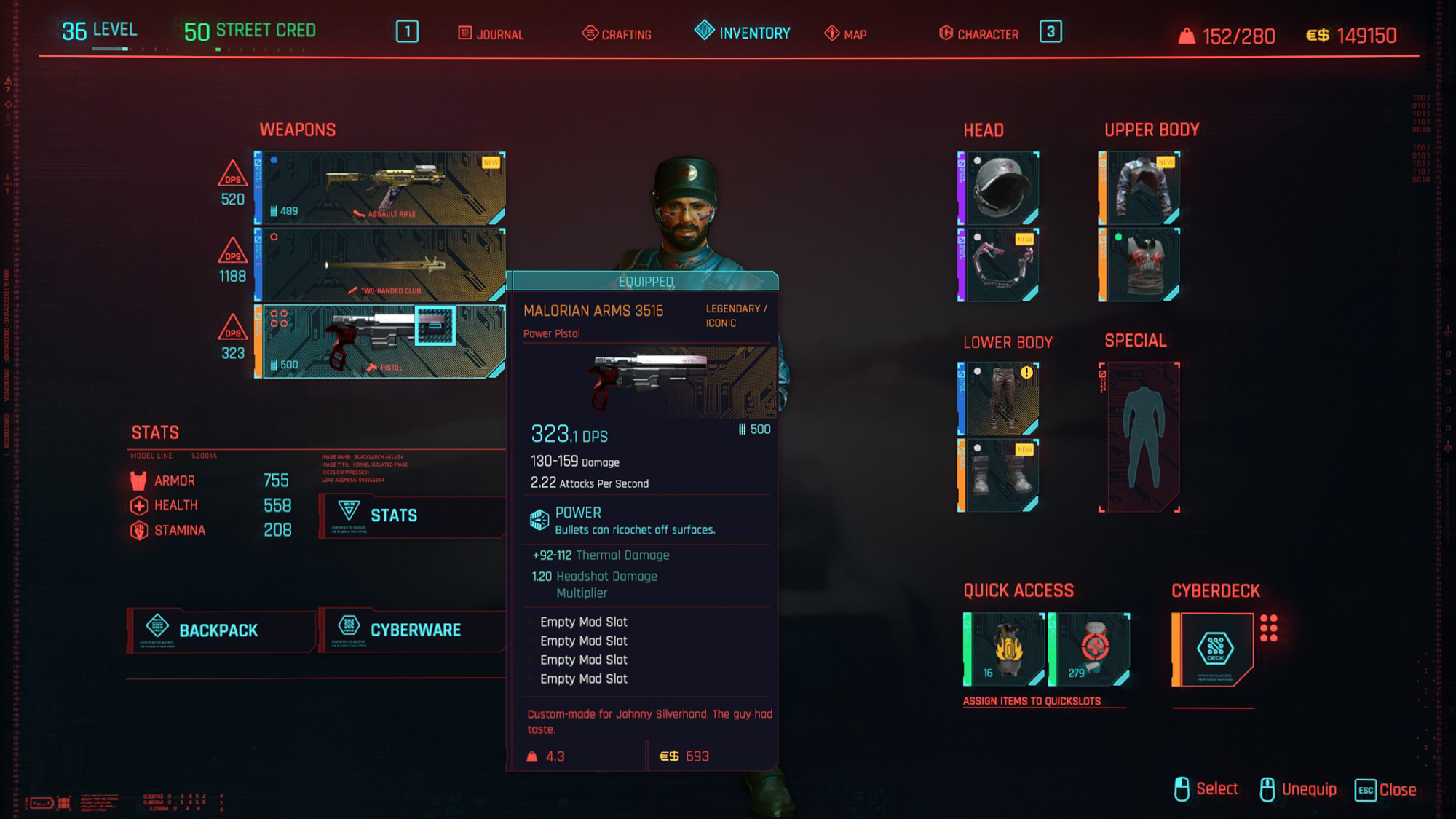 Iconic Weapons Crafting Upgrading Explained What Should You Do Cyberpunk 2077 If I don then am I just sort of SOL.
