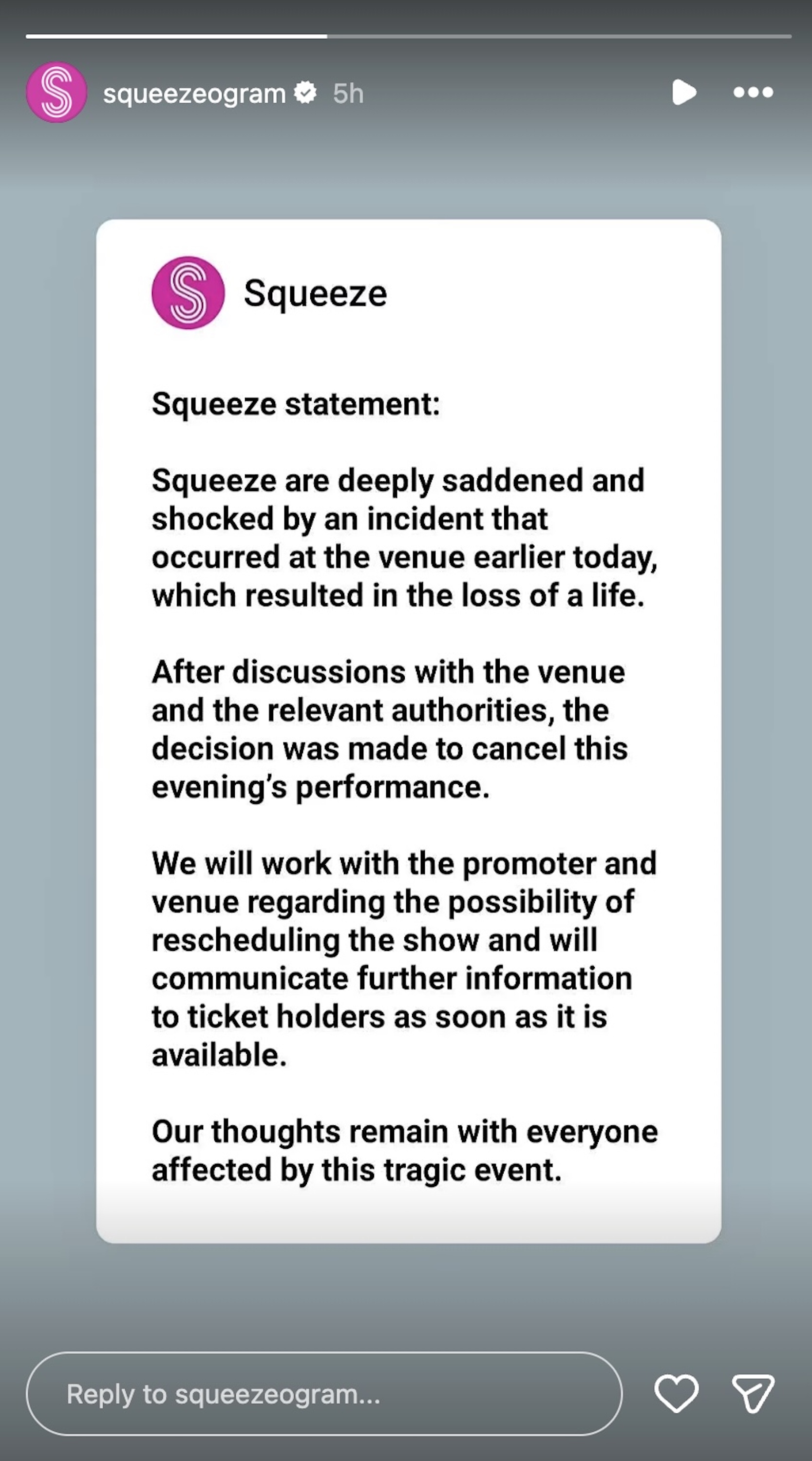 Squeeze update on Instagram Stories. CREDIT: Squeezogram/Instagram