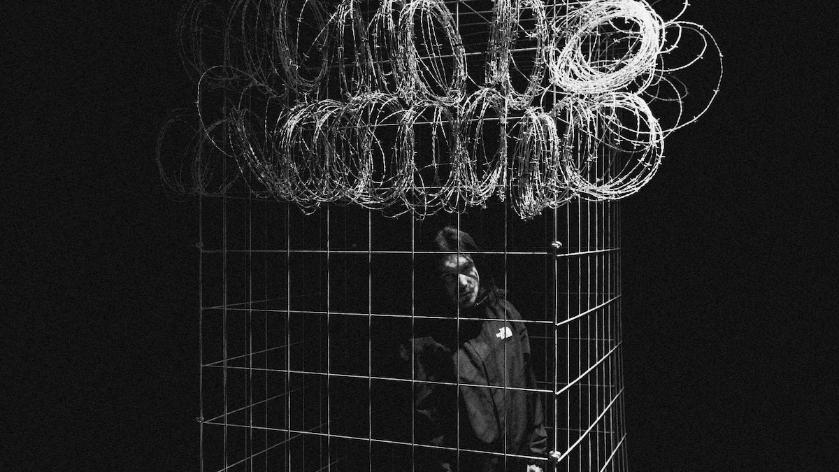 Moodring band portrait featuring Hunter Young in moody black and white tones