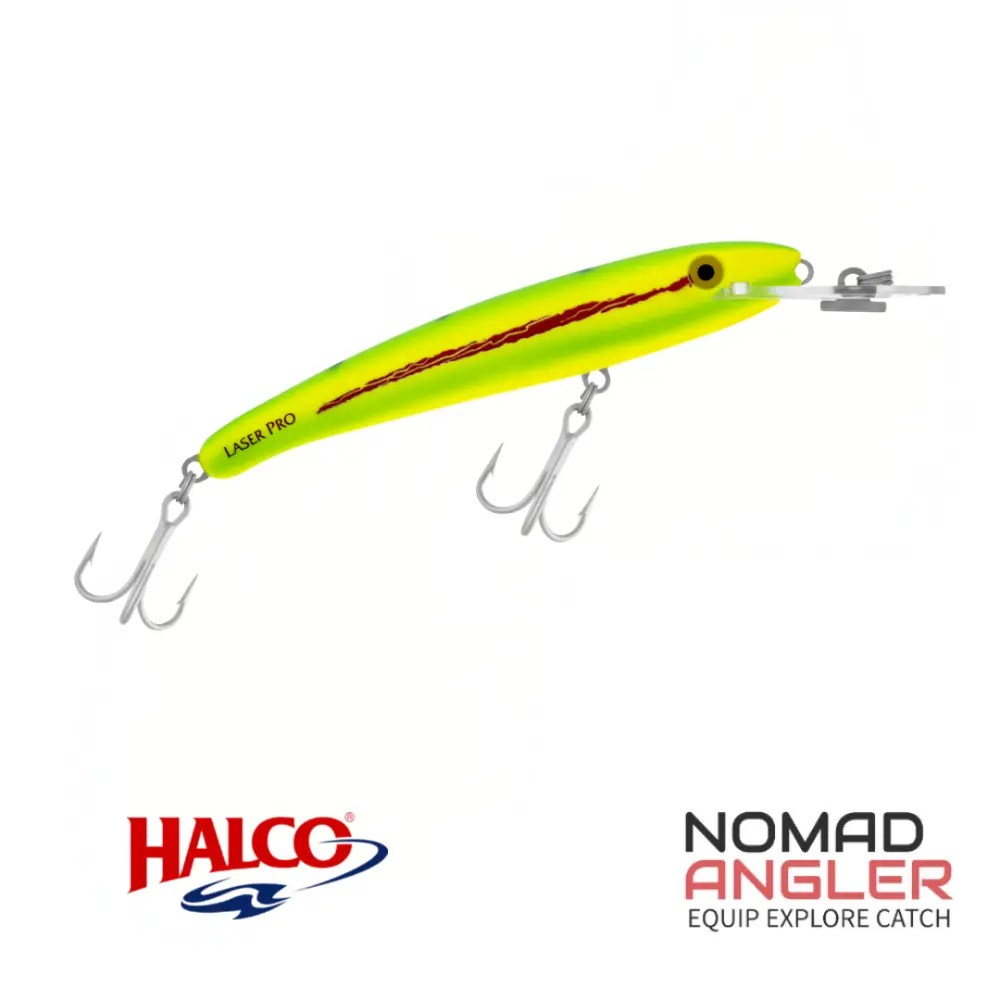 Halco Laser Pro 120D – schwimmender Trolling-Wobbler mit 2 Bibs. Taucht bis zu 1 m oder 2,5 m tief. 120 mm, Wire-Through-Konstruktion und stabiler Lauf.