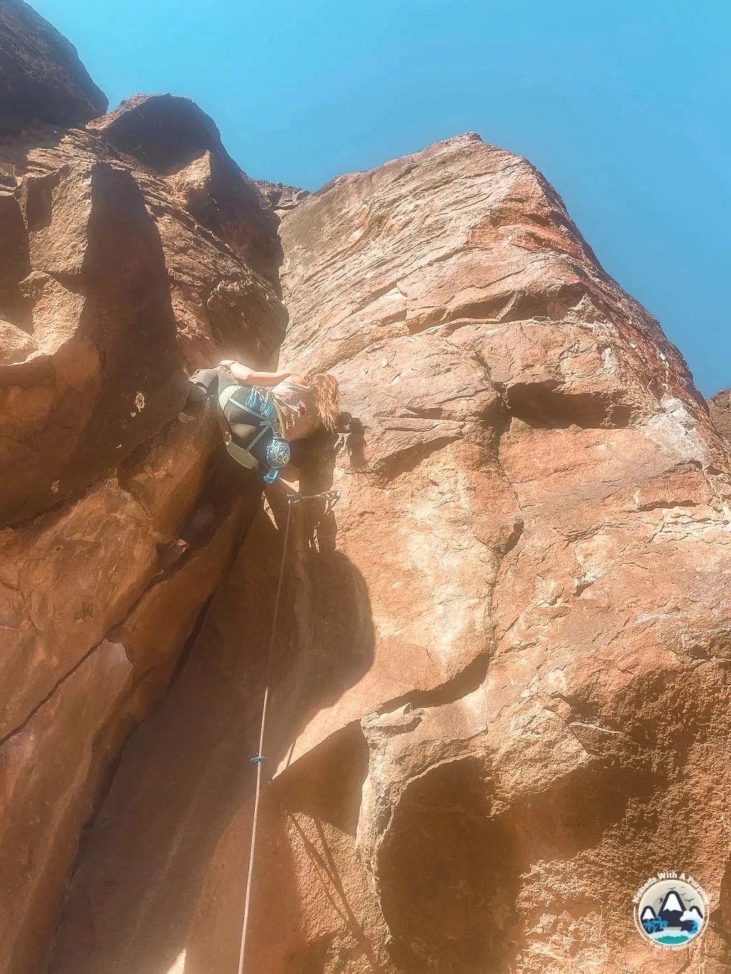 Climbing "Oh Shit" Black Rocks, St George