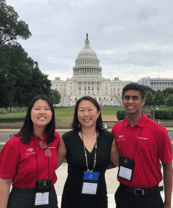 2019 Student Leaders Haley Kang and Ashwin Soitkar of Ventura County with Michelle Yee, Ventura/Santa Barbara Bank of America market executive at leadership confab in Washington, D.C.