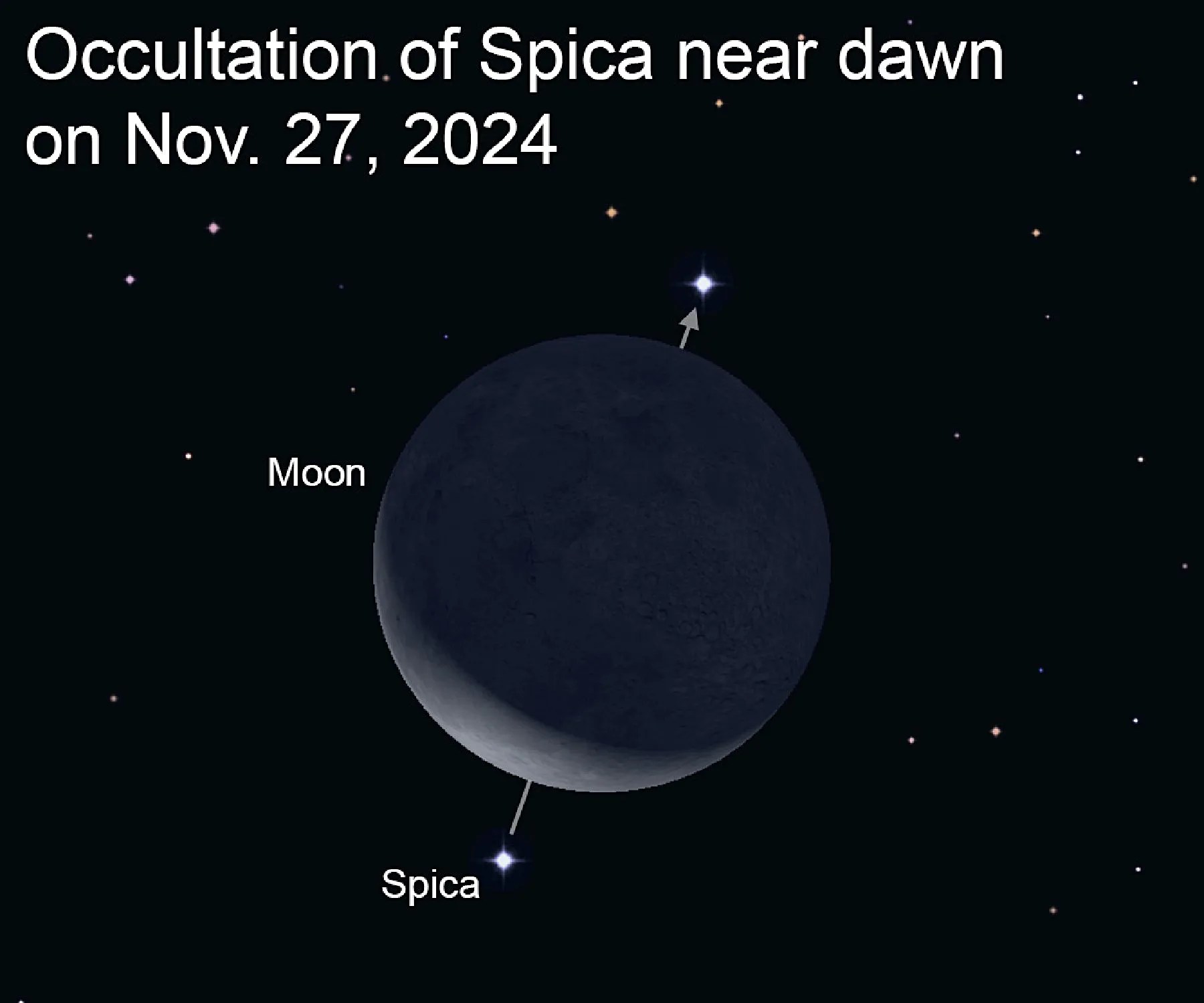 This week, in a lunar occultation, the moon will block the star Spica from view.