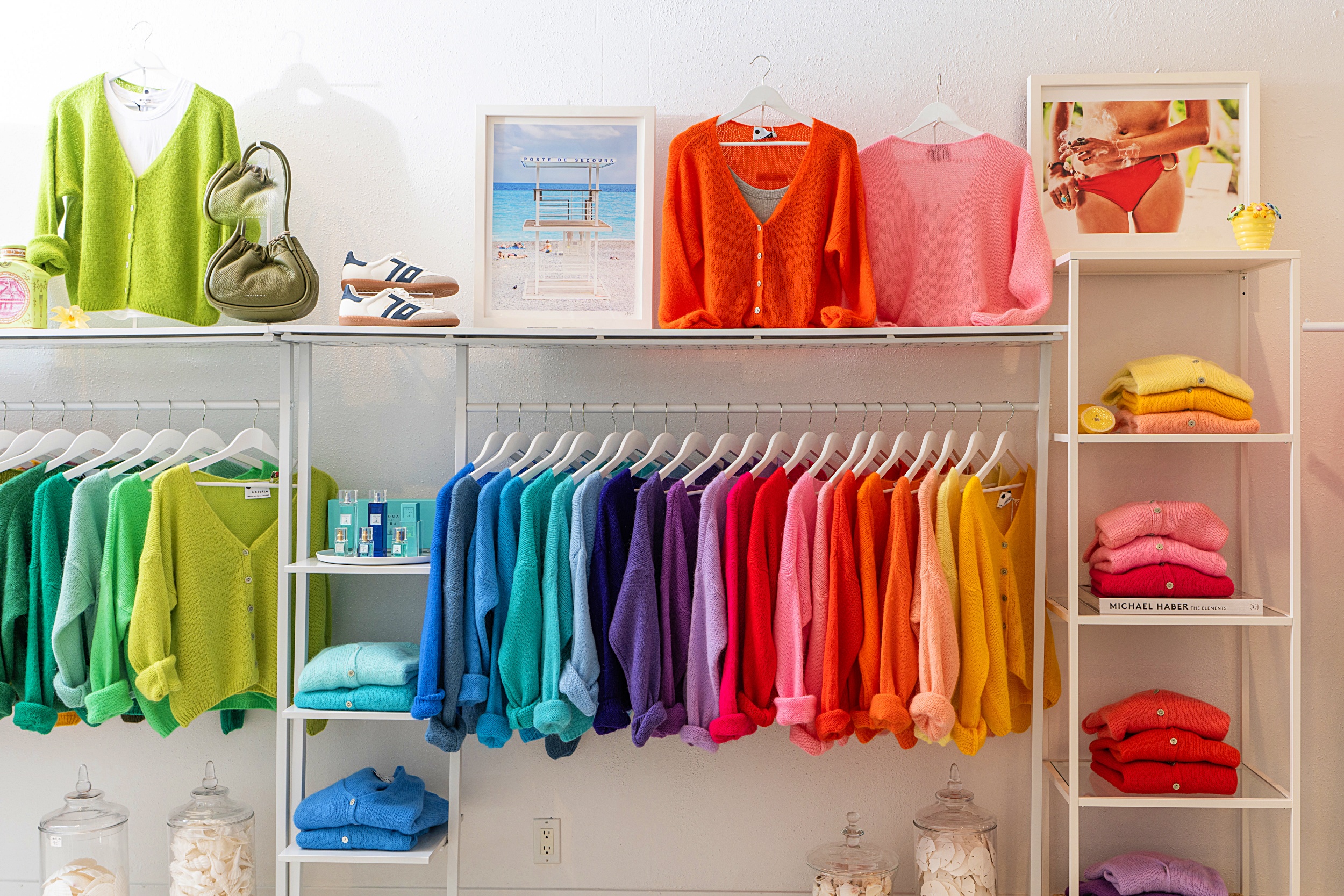 Vibrant sweaters are among the signature looks at Canvas, a new boutique in downtown Santa Barbara.