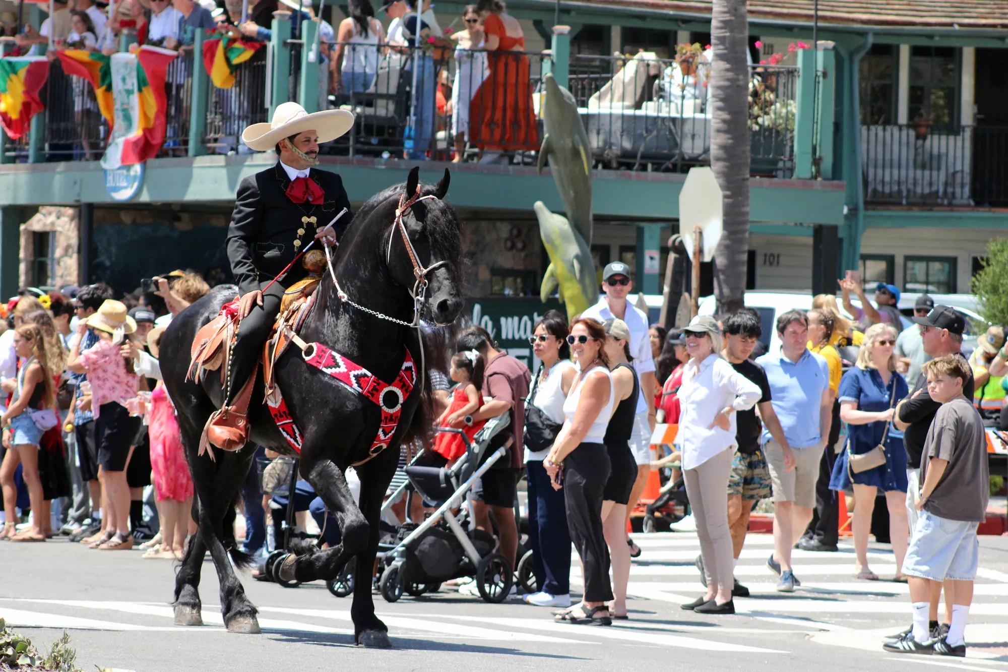 Thousands gather along Santa Barbara’s Cabrillo Boulevard on Aug. 7 for the annual Old Spanish Days Historical Parade, featuring entries that celebrate the city’s Spanish and Mexican roots.