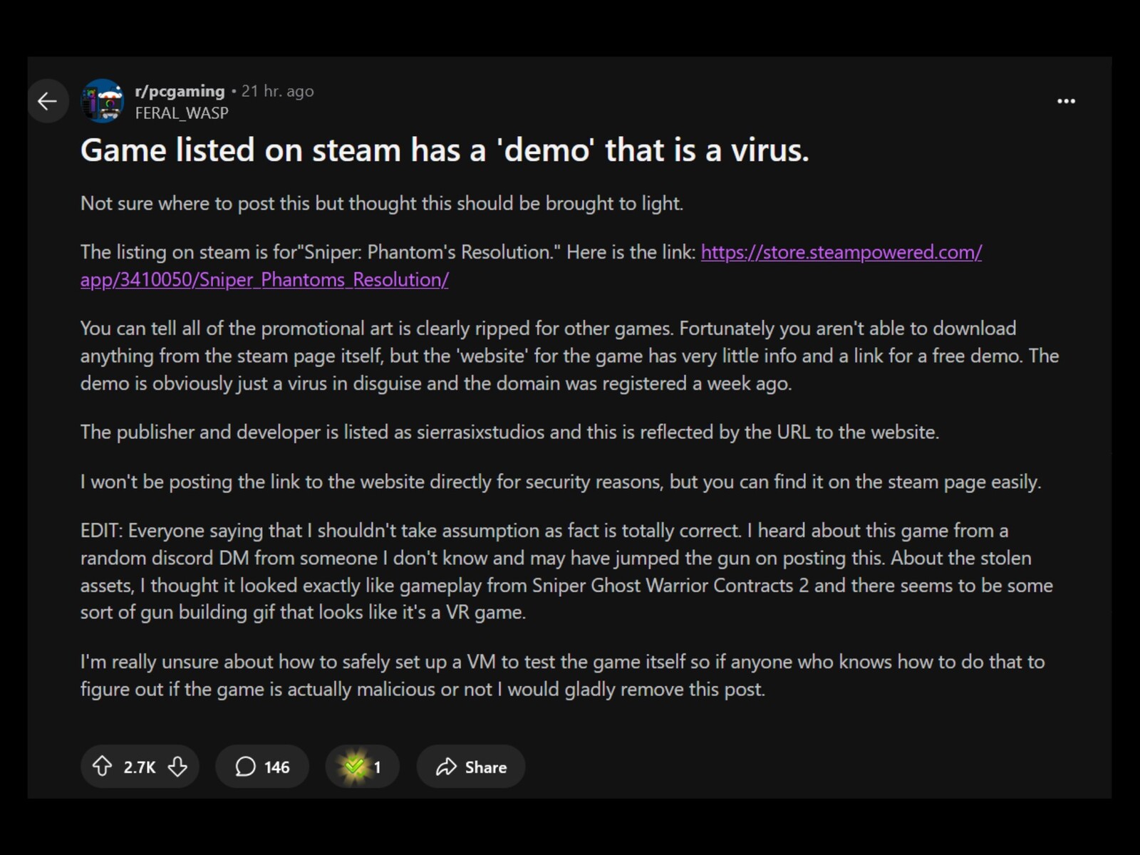 A Demonstra O Do Jogo Vinculada P Gina Do Steam Continha Malware Csm F7967c4373 