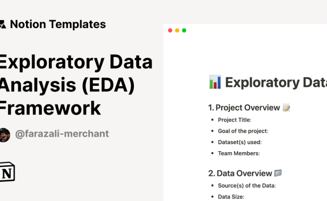 Exploratory Data Analysis (EDA) Framework Template By Farazali Merchant | Notion Marketplace