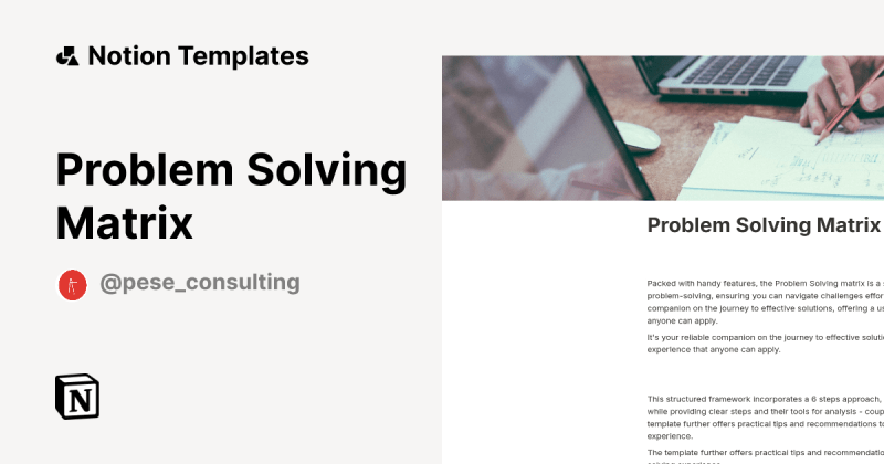 Problem Solving Matrix Template Notion Marketplace - Best Vintage Arts in Retina