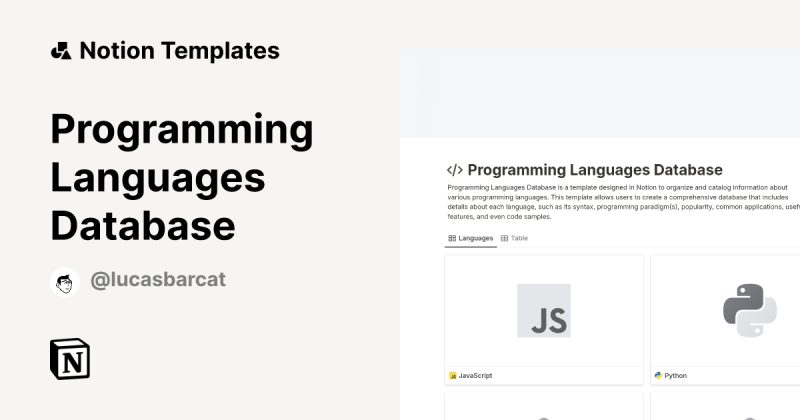 Programming Languages Database Template By Lucas Barcat Notion - HD Abstract Textures for Desktop