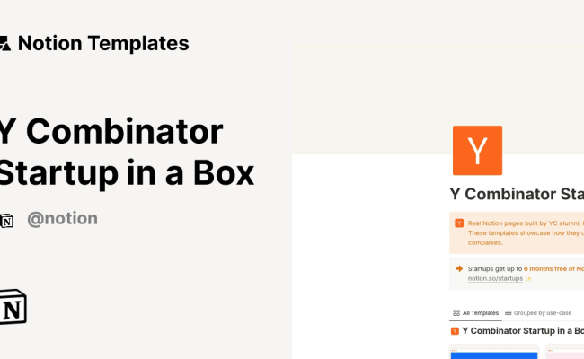 Y Combinator Startup In A Box Template By Notion | Notion Marketplace