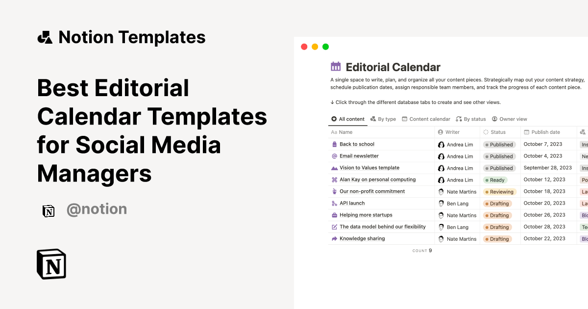 Best editorial calendar templates for social media managers