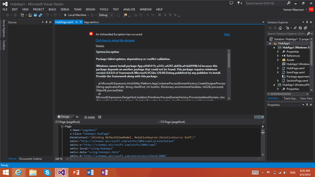 [Visual Studio]_解決VS 2013 With update 4(或者全版本)遭遇 System.Exception ...