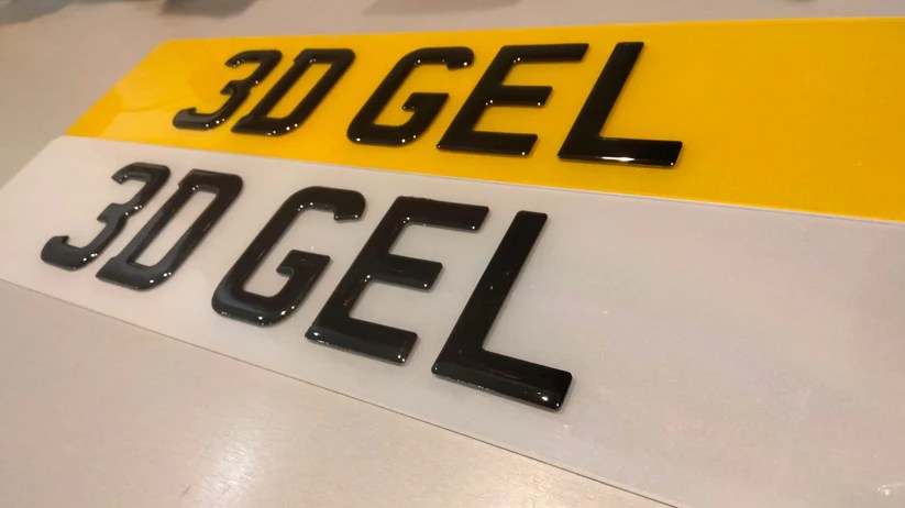 3D Gel Car License Plate with Unique Design and High Quality Finish.