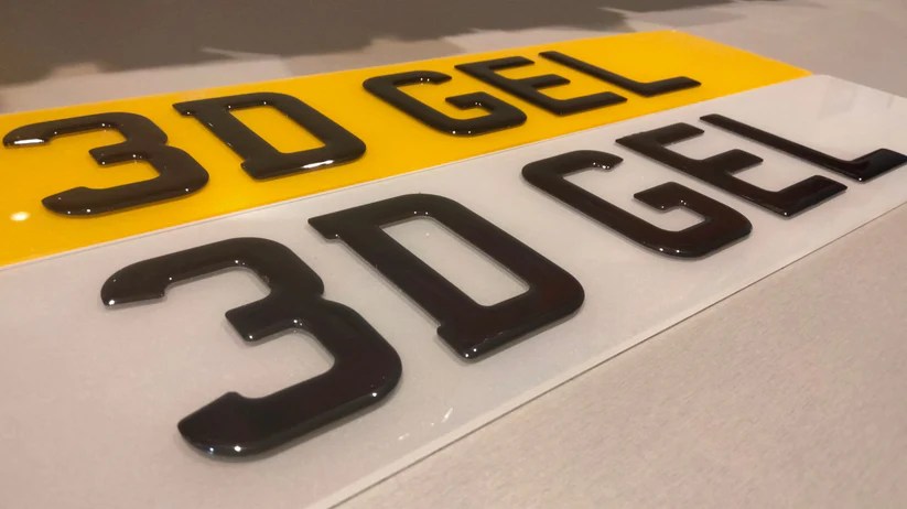 3D gel number plate, custom crafted for loyal customer satisfaction.