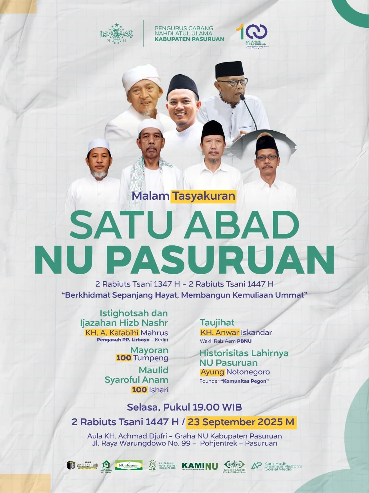 PCNU Kabupaten Pasuruan Gelar Peringatan Satu Abad NU Pasuruan Berikut Rangkainnya