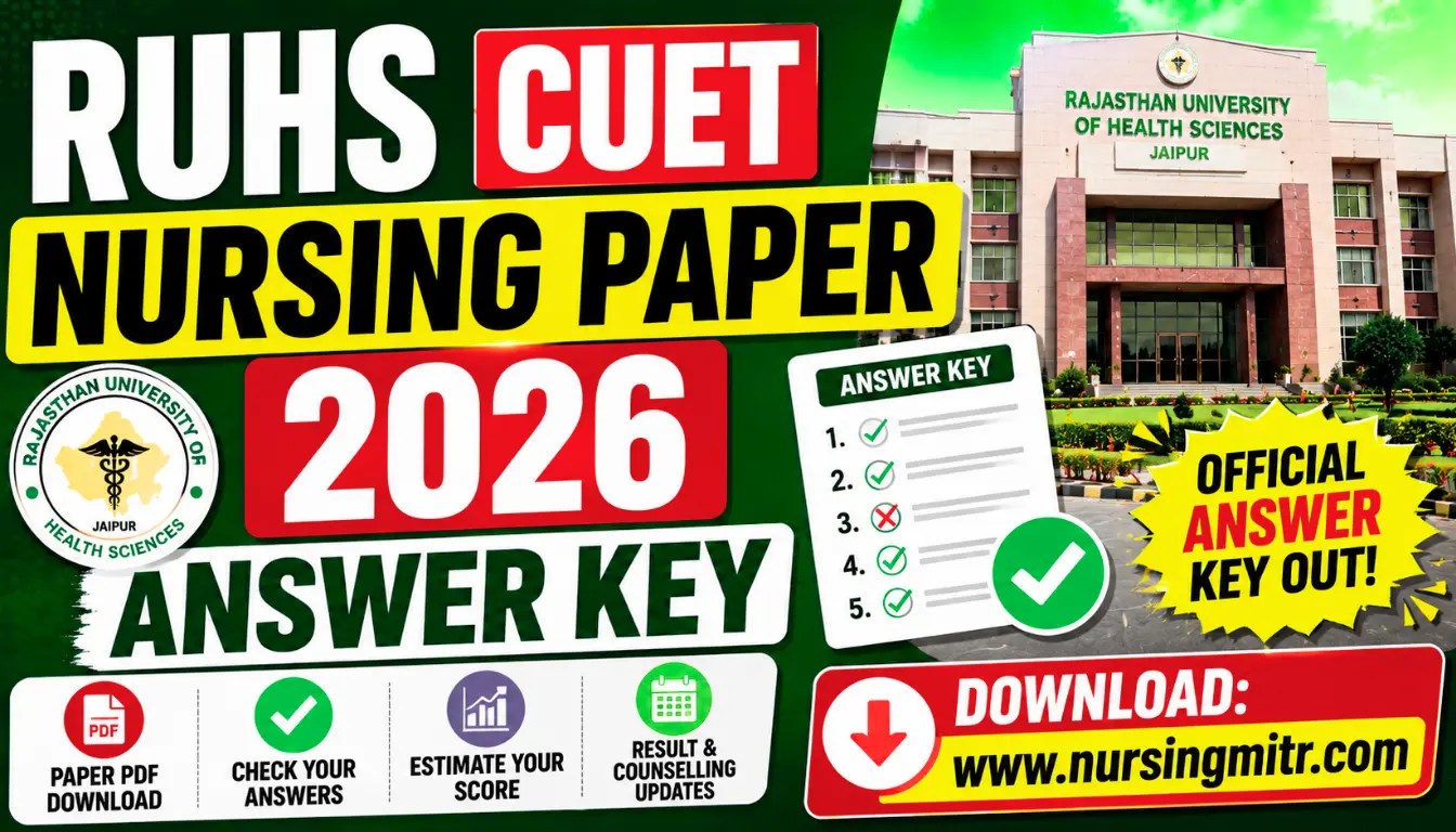 PGIMER Bsc Nursing 2026 Eligibility Exam Date RUHS CUET Paper 2026 Answer Key.