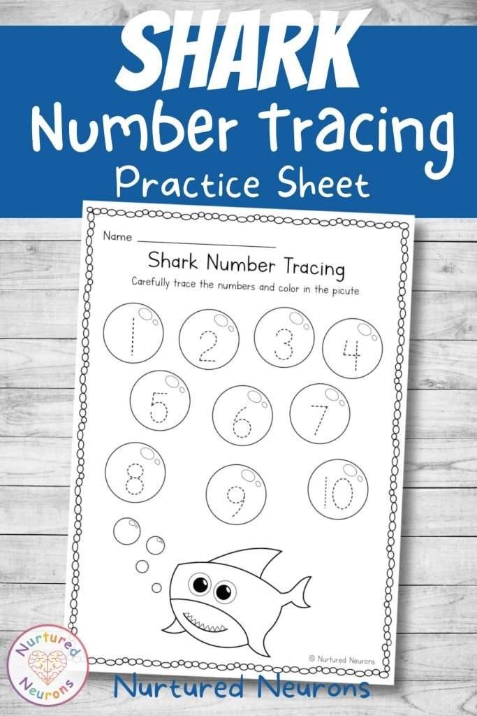 practice number formation with this shark number tracing worksheet nurtured neurons