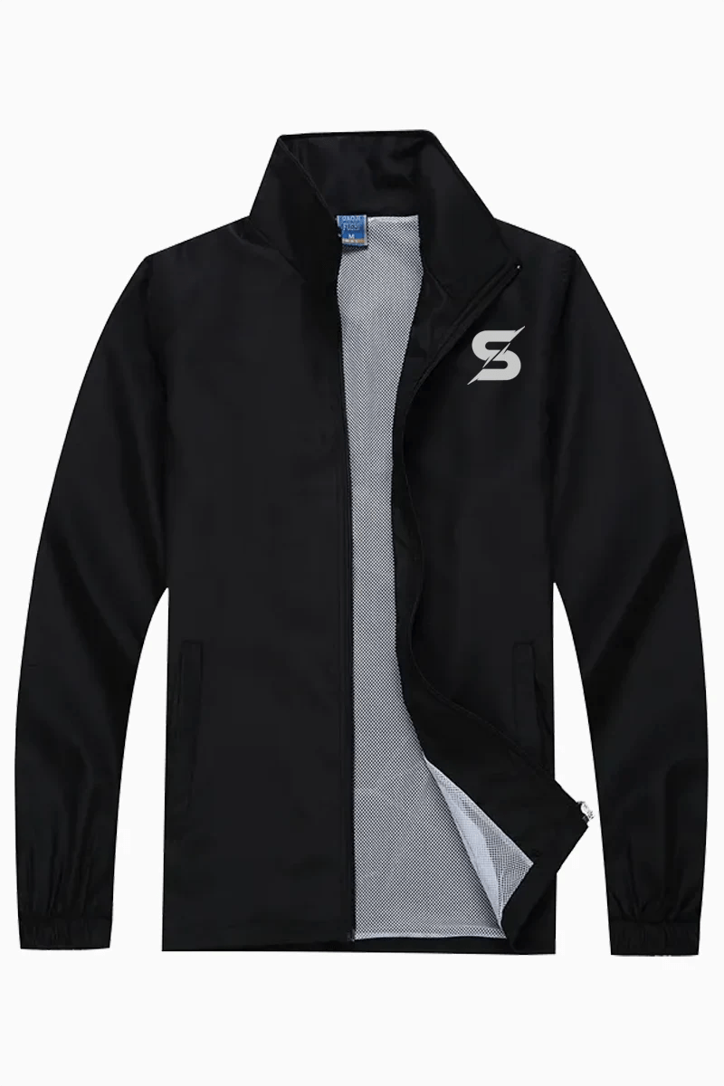 Sporty Windbreaker Jacket Unisex – Black – XL