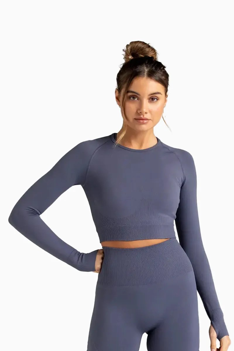 Essential Crop Long Sleeve – Grey – S Essential Crop Long Sleeve – Grey – S