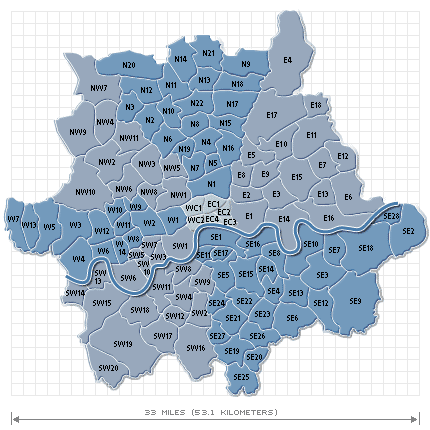 Finding Your Way In London S Post Codes NY Shipping London Postcode Map 