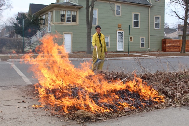 Doug Chien managing his prescribed burn. Courtesy Michele Gurgas