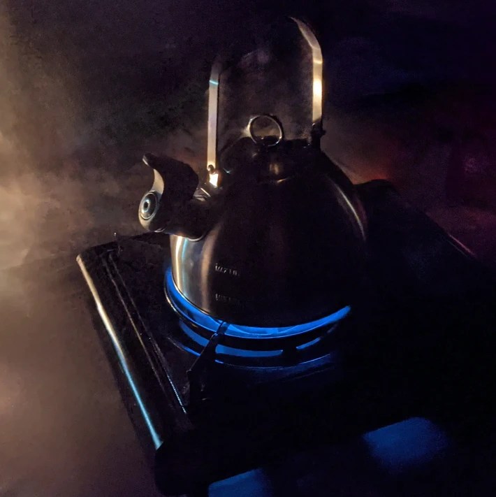 steaming kettle
