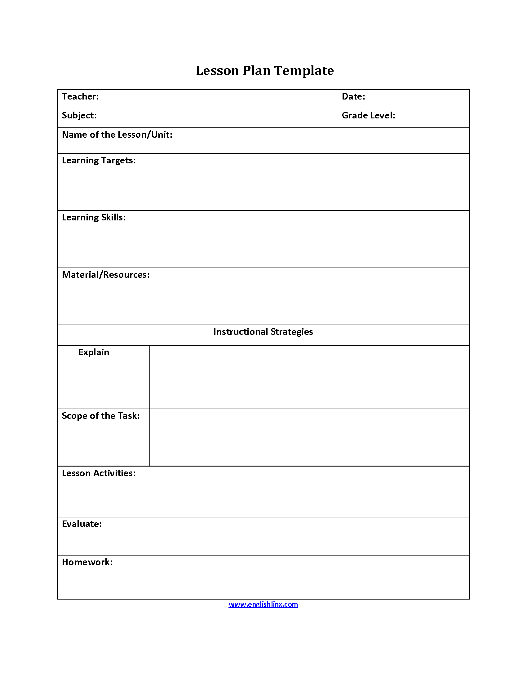 what is lesson plan template