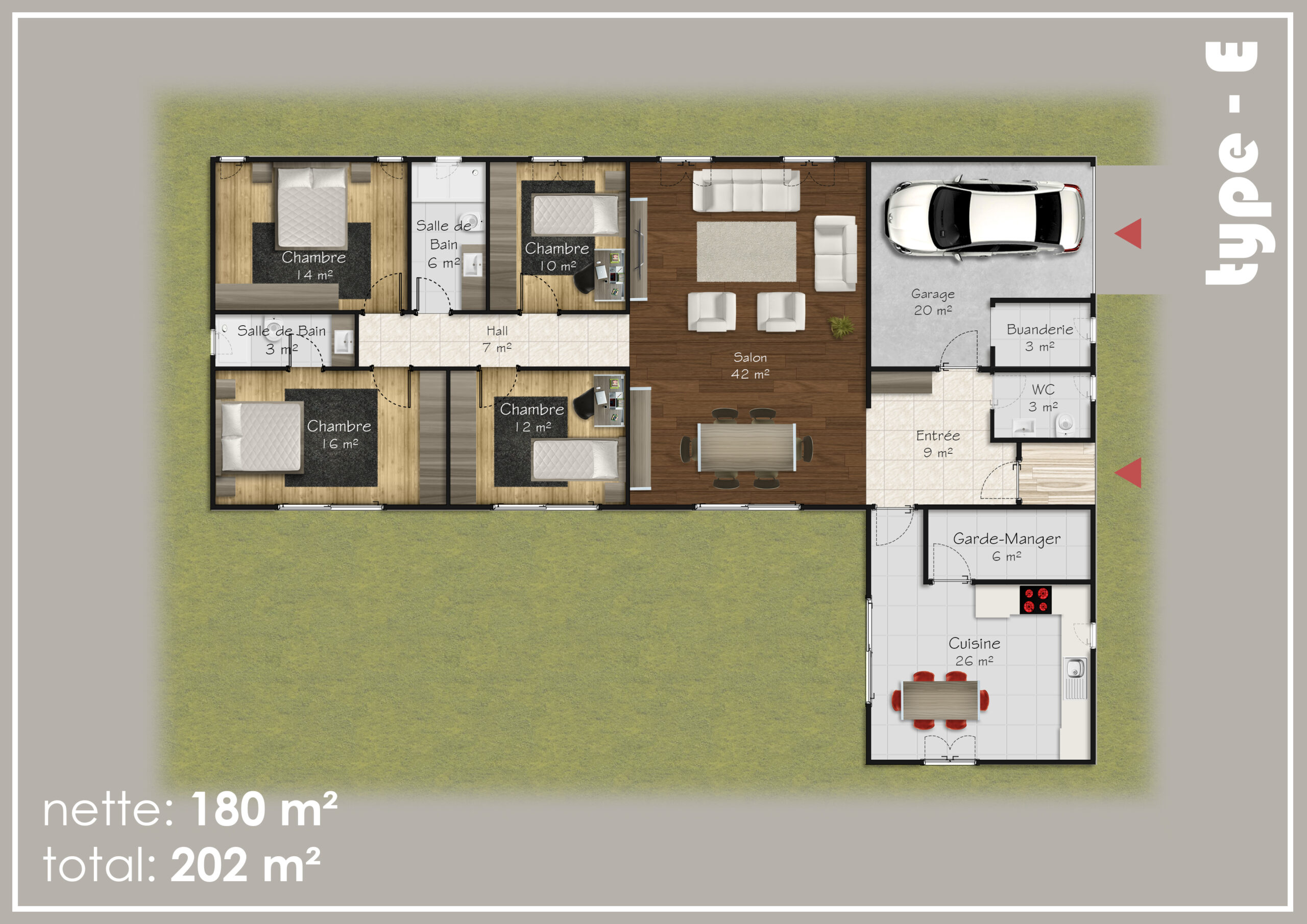 TİP-E - Prefabrik Ev - Plan