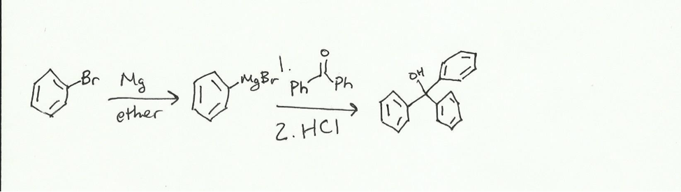 Question Calculate The Theoretical Yield Of Chegg The synthesis of triphenylmethanol via the grignard reaction is given by the following equation below. Question Calculate The Theoretical Yield Of Chegg 18Grignard Reaction 81 Chem 355 Jasperse Grignard Synthesis of Triphenylmethanol 2 PhBr 1.