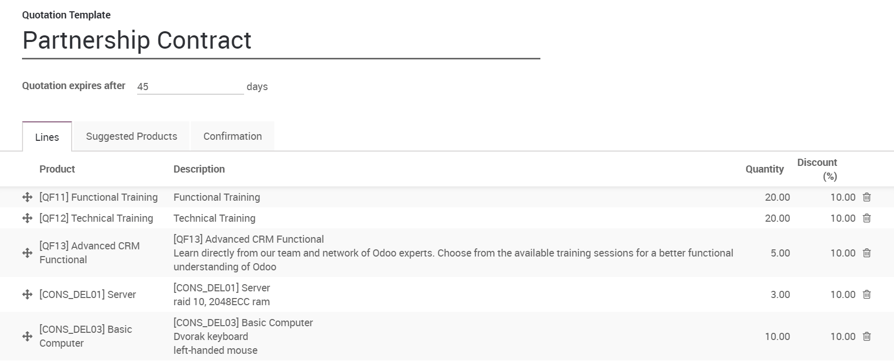 Use Quotation Templates Odoo 11 0 Documentation