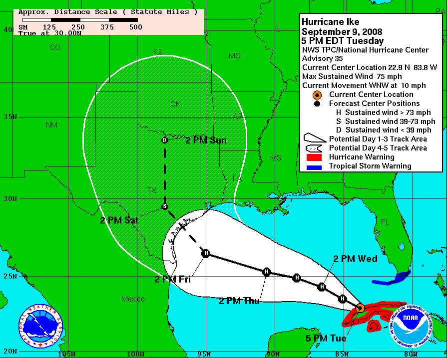 Hurricane Ike Forecast Changes