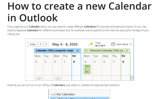 How To Create A New Calendar In Outlook Microsoft Outlook 2016