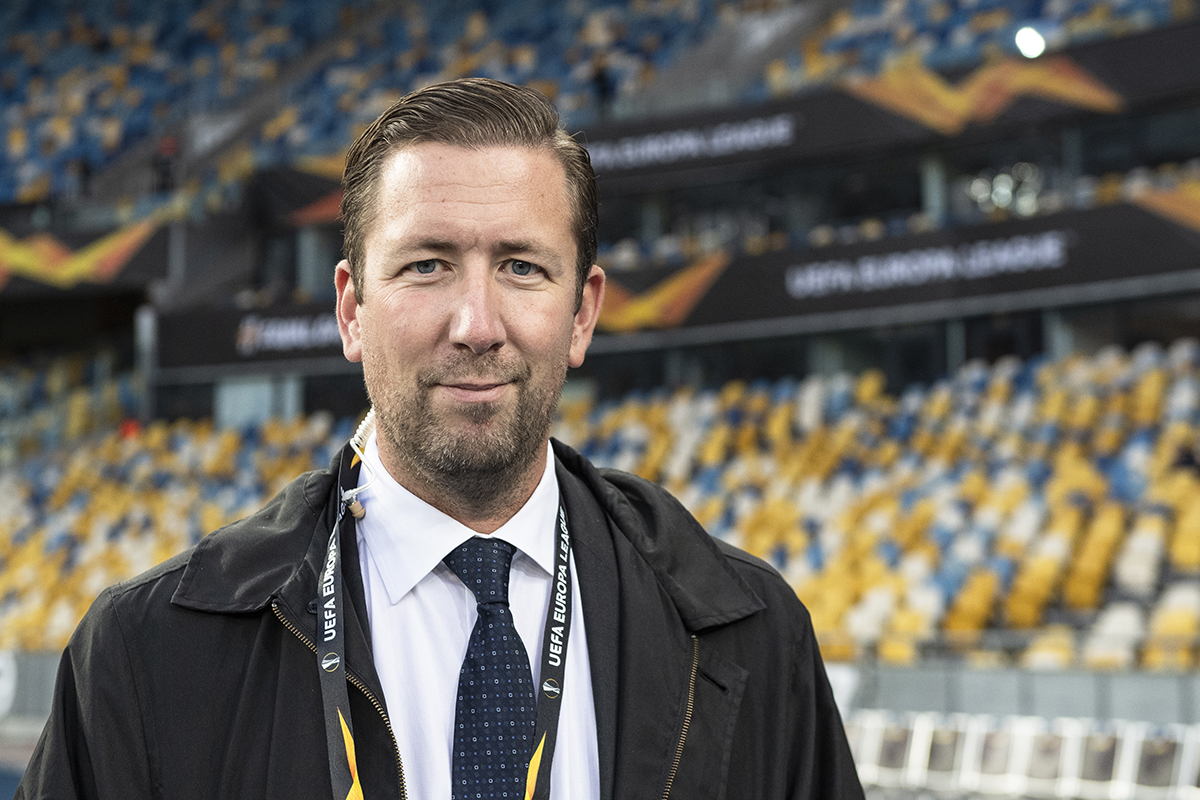 Discoverys Jonas Dahlquist inför en Europa League-match i Kiev