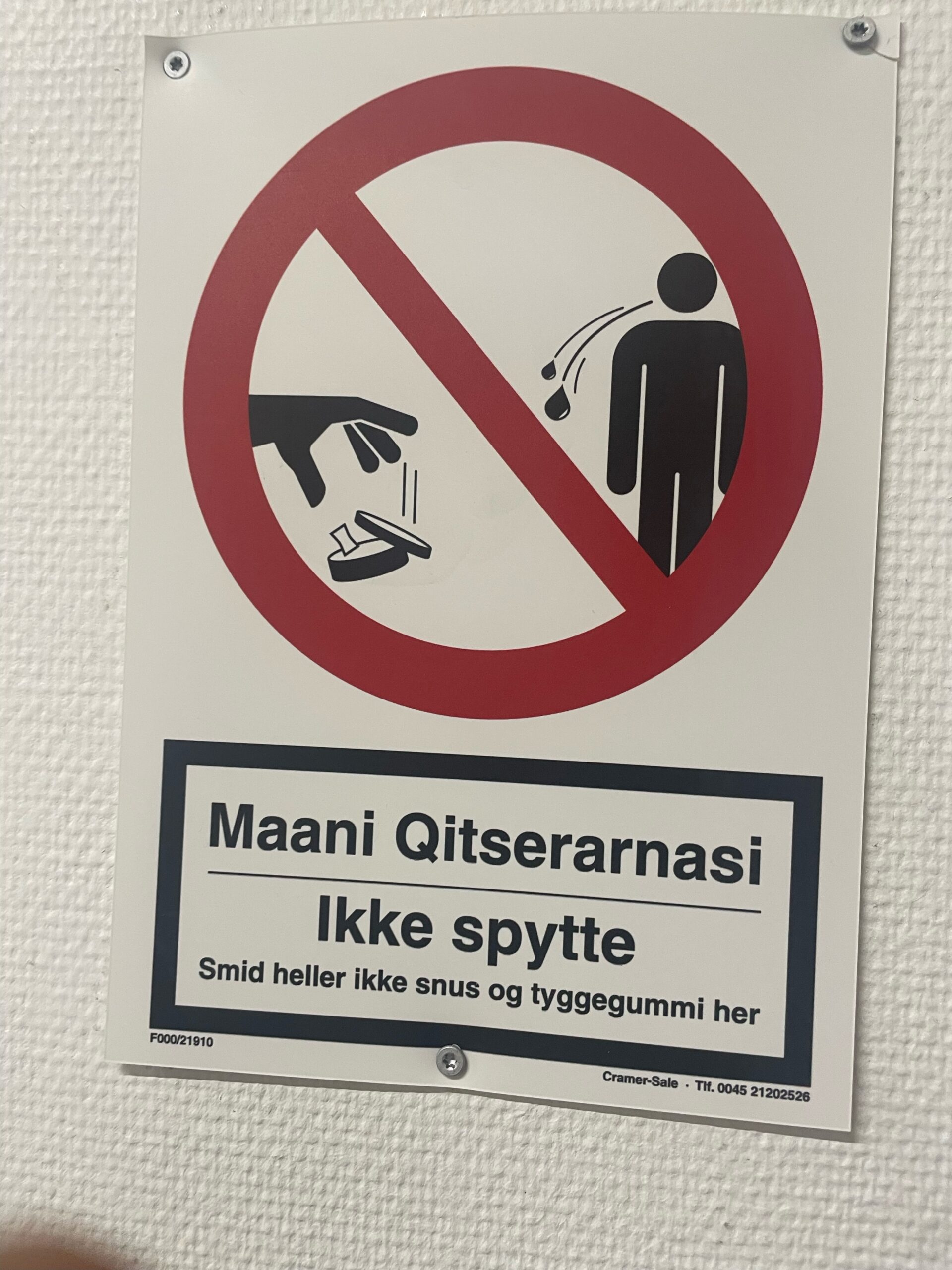 Skylt i Nuuk, Grönland