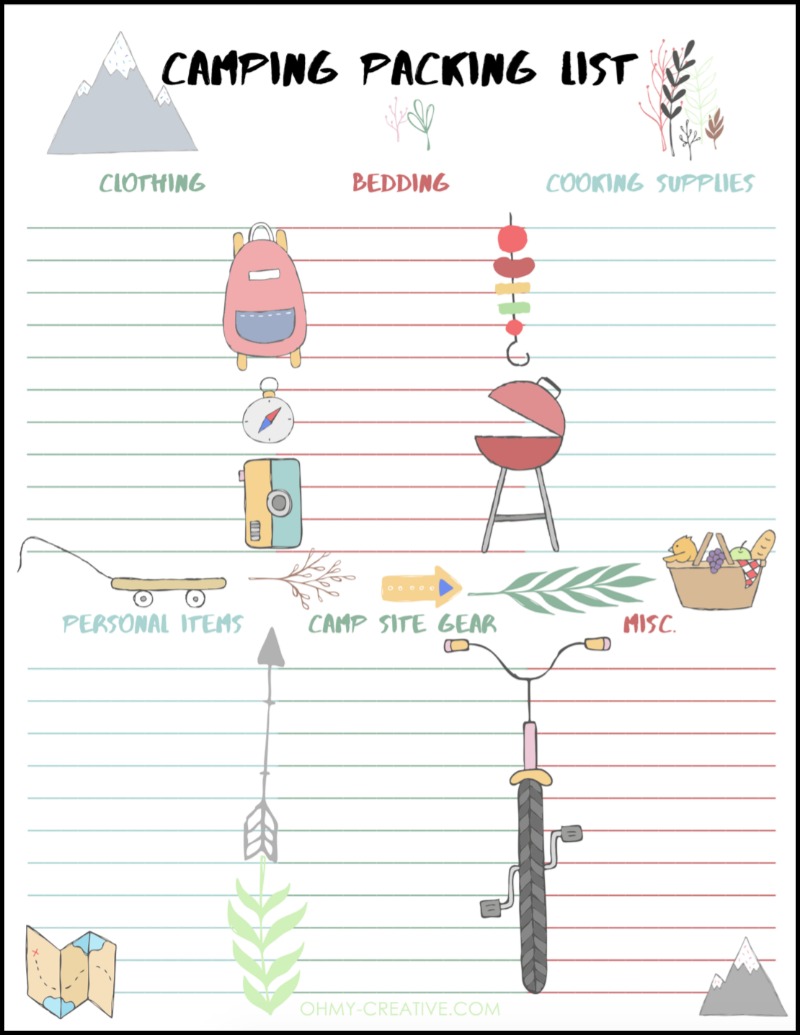 free personalized camping packing list printable oh my creative