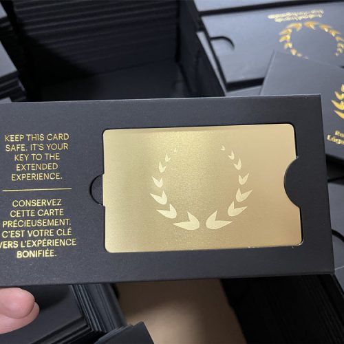 Slide In Card Holder Gold Metal Cards with Slide In Card Envelopes